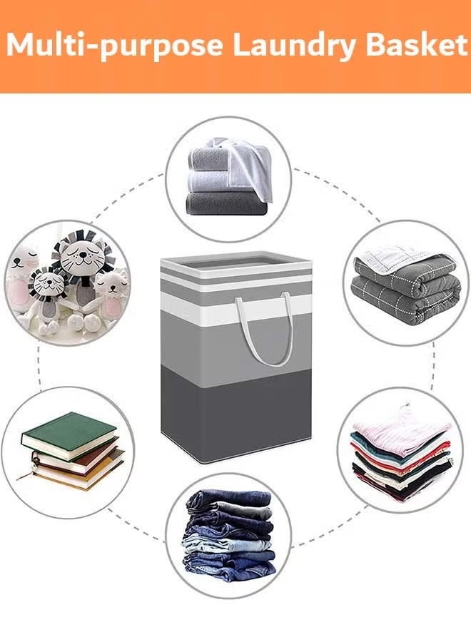 ELASAR 2 Pack Laundry Basket Collapsible Laundry Bag with Easy Carry Handles Freestanding Laundry Hamper for Clothes, Blankets, Cushions - Image 3